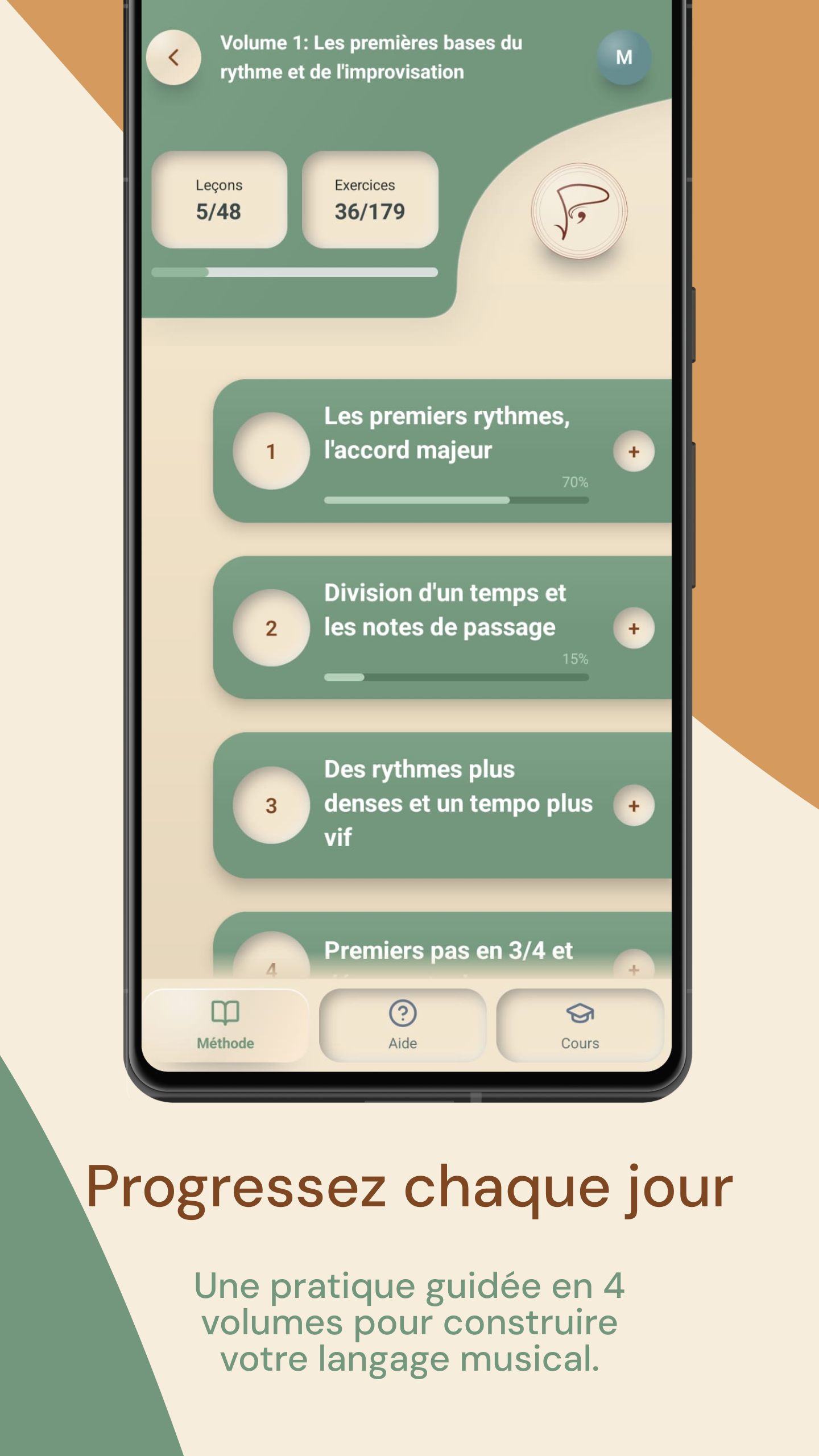 Quatre volumes progressifs