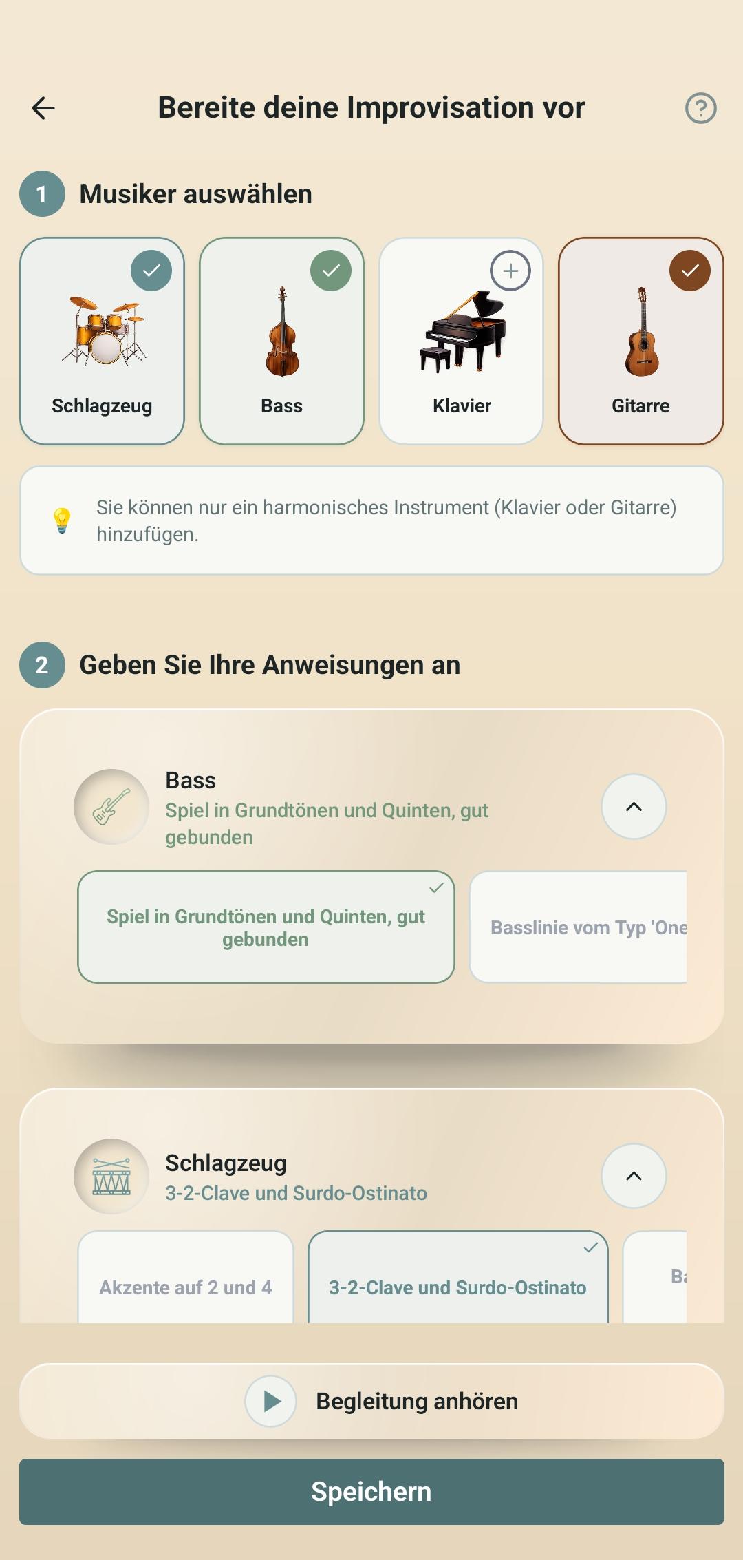 Pulse-Übung — Gruppeneinstellungen