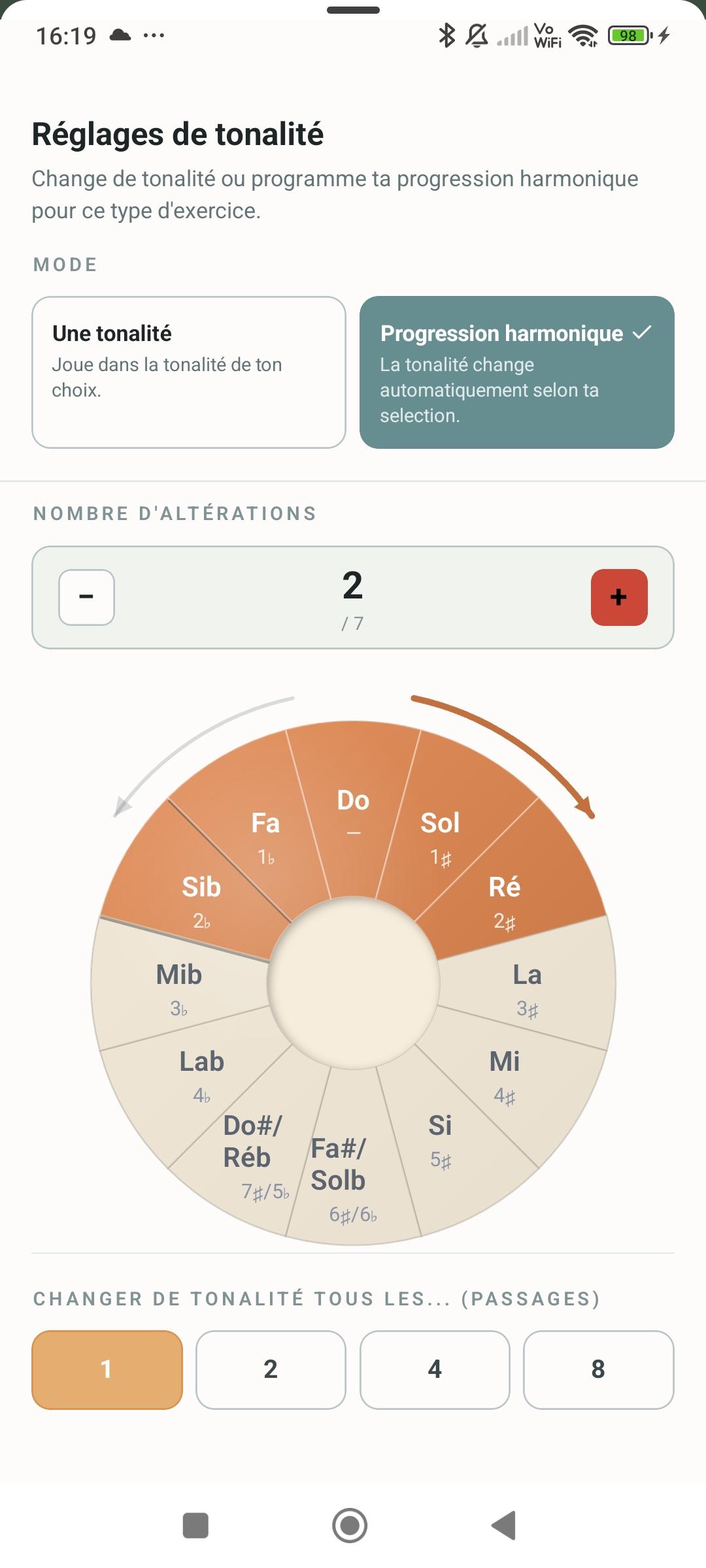 Exercice Pulse — Changements automatiques de tonalité