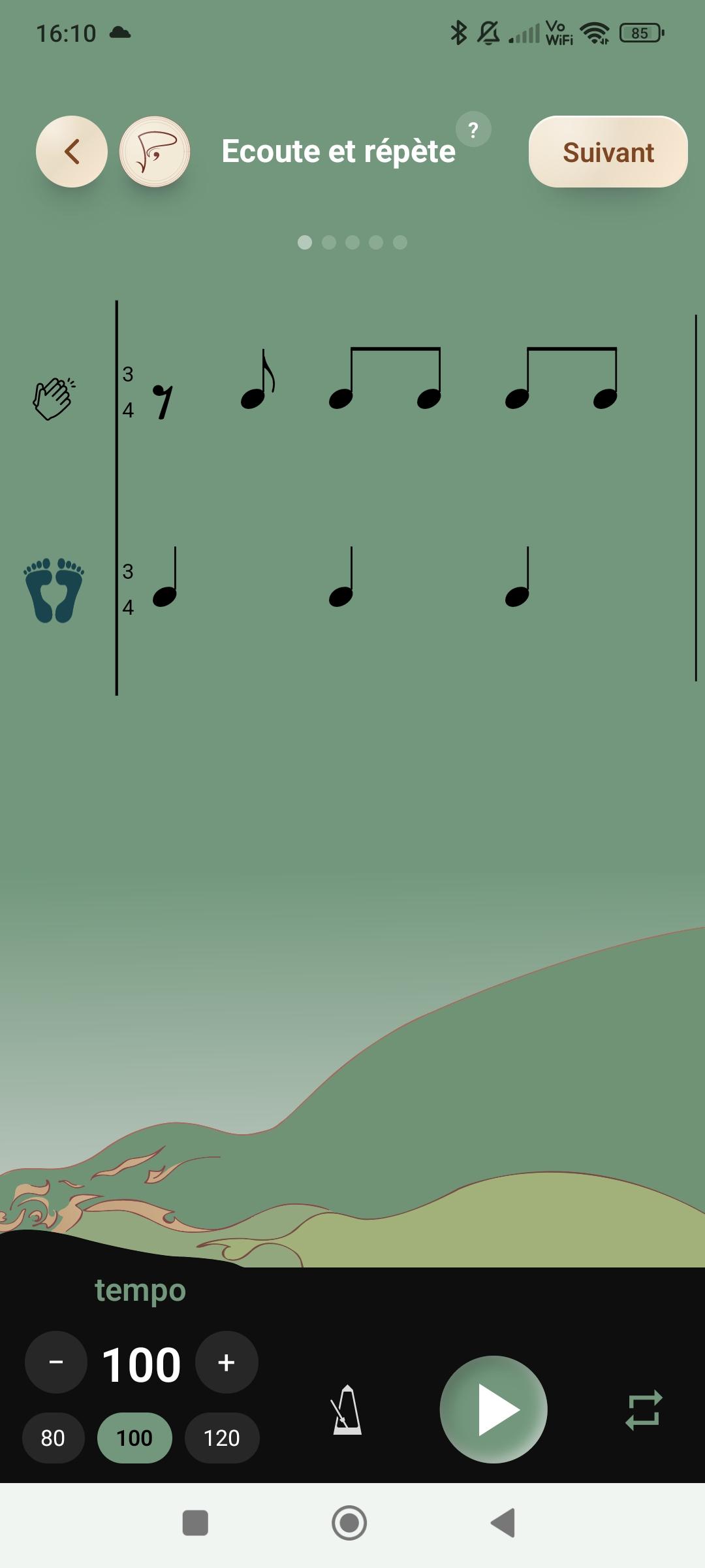 Exercício Pulse — Ouve e repete o ritmo