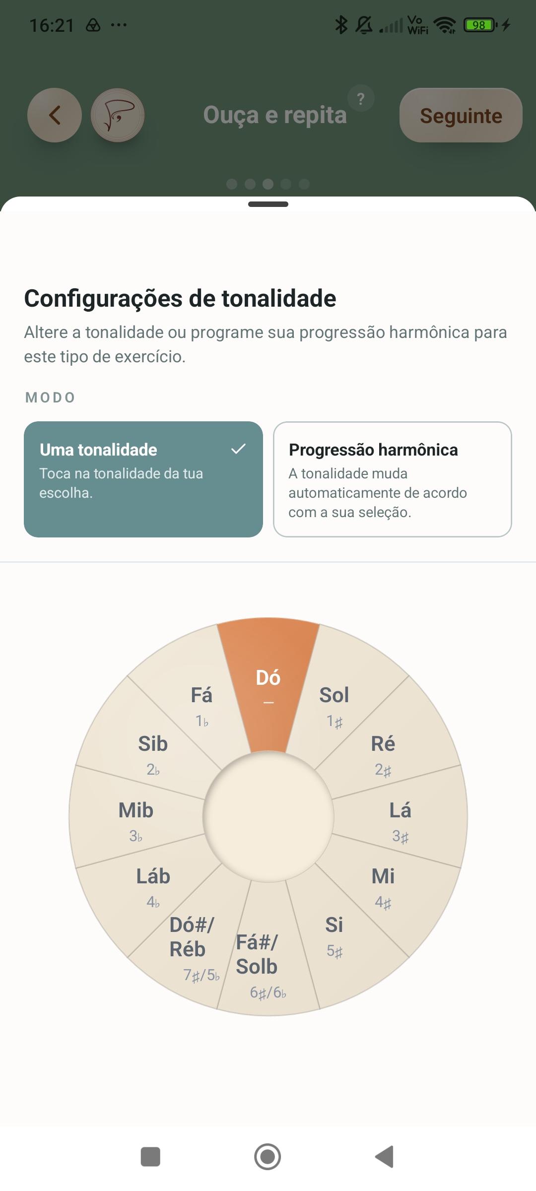 Exercício Pulse – um tonalidade fixo